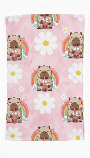 Kawaii Capybara Fleece Blanket Personalized - NekoKids