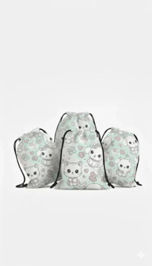 Custom Mint Kitten Party Favor Bag for Kids - NekoKids