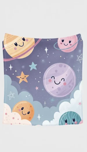 Personalized Happy Planets Soft Cozy Blanket - NekoKids
