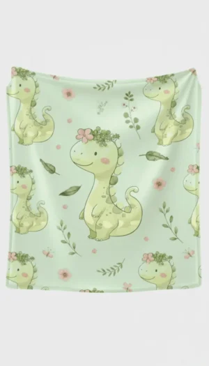 Custom Name Sweet Dinosaur Soft Pastel Blanket - NekoKids