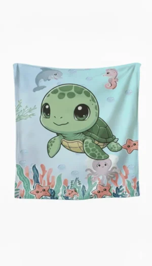 Custom Name Sea Turtle & Octopus Blanket - NekoKids