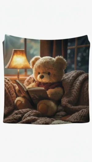 Custom Name Reading Bear Plush Blanket - NekoKids