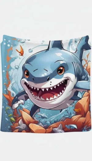 Custom Name Baby Shark Style Plush Blanket - NekoKids