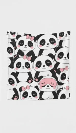 Custom Name Pink Bow Panda Blanket - Neko Kids